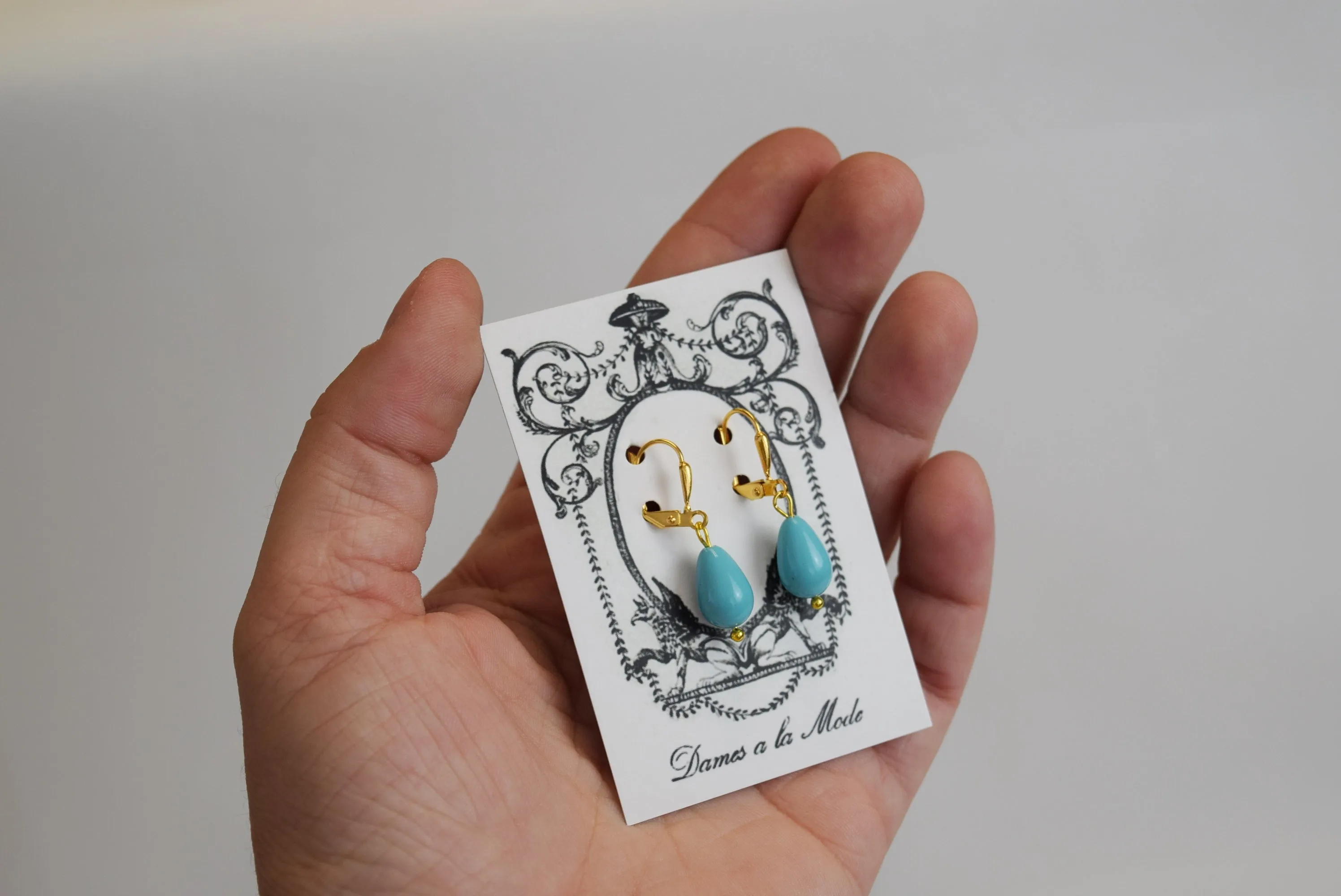 Turquoise Shell Pearl Teardrop Earrings