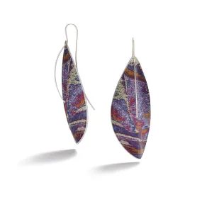 Very Long Purple Leaf Earrings