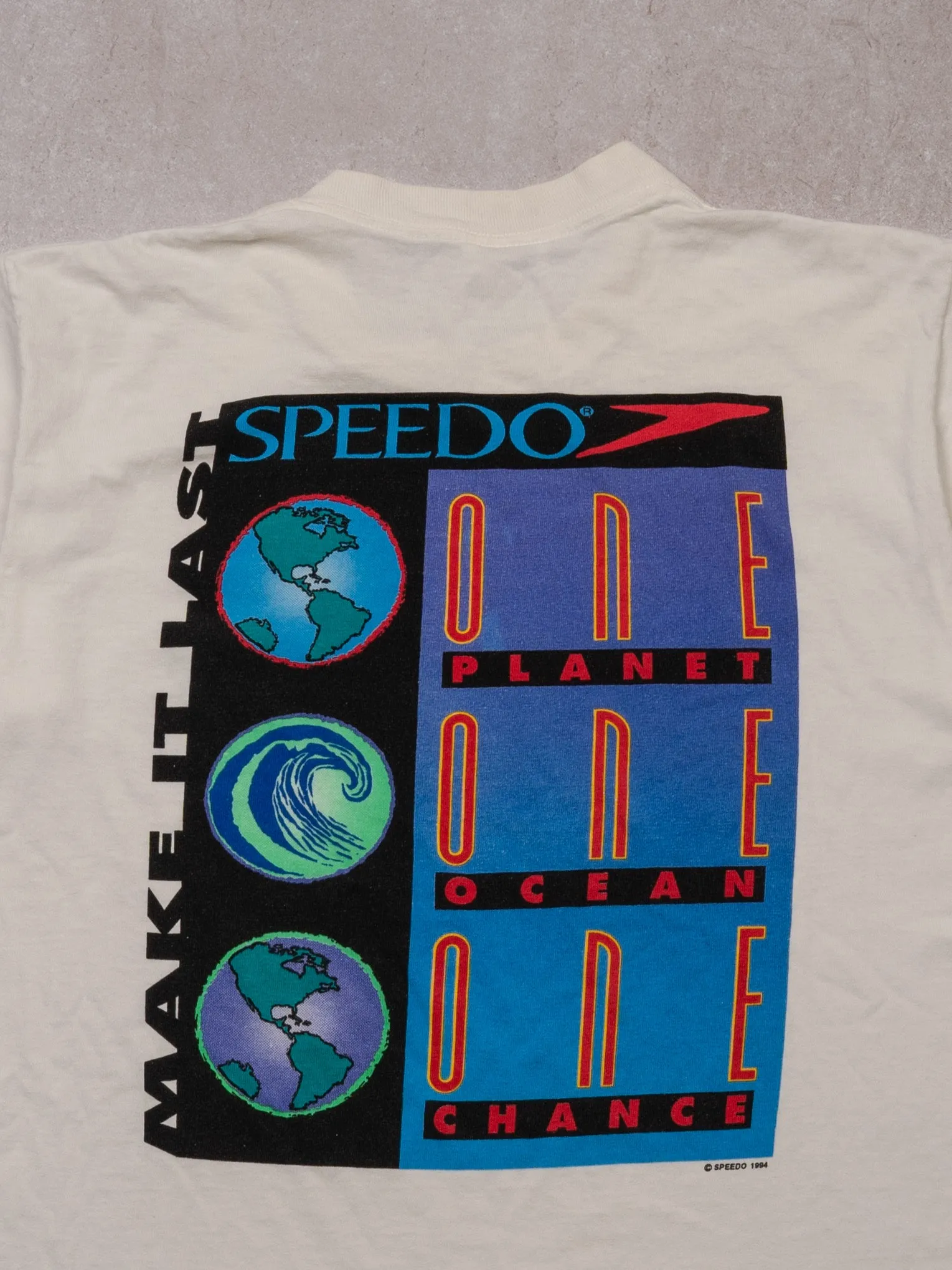 Vintage '94 White Speedo Make It Last Single Stitch Tee (S)