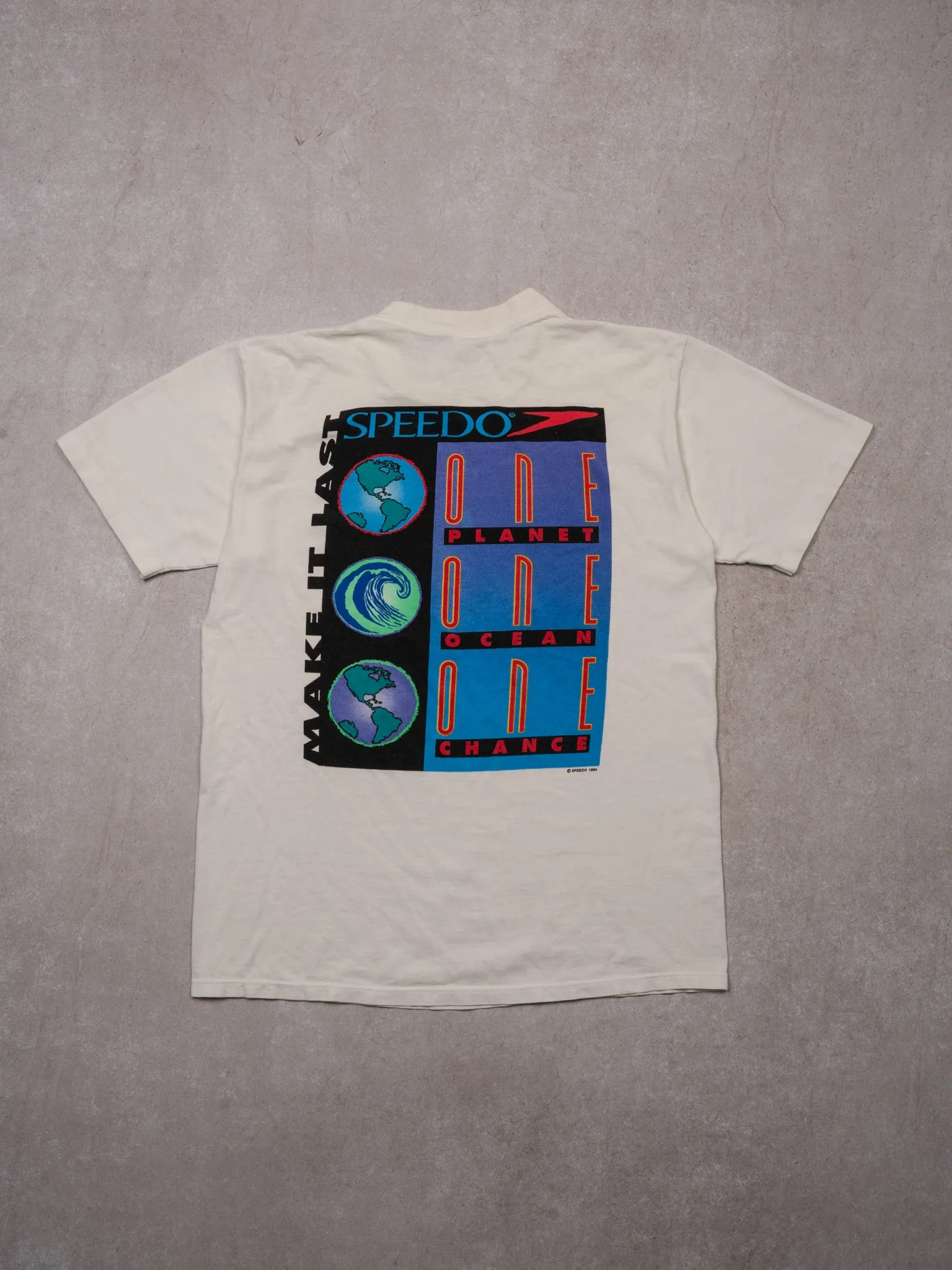 Vintage '94 White Speedo Make It Last Single Stitch Tee (S)