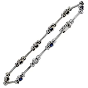 White 14k gold solid sapphire and diamonds lady bracelet