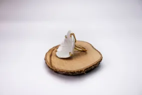 White Porcelain Flower Ring.