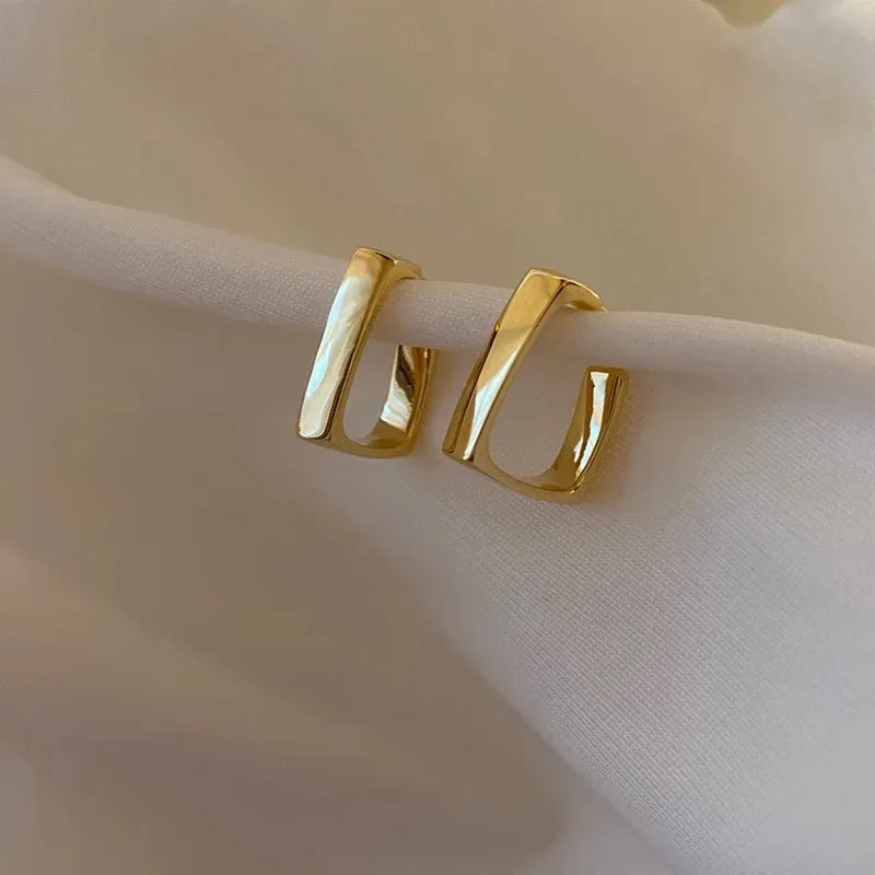 Women Exquisite Square Earrings Gold Color Circle Hoop Geometric Earrings for Girls Luxury 2022 New Fashion Pendients Jewelry