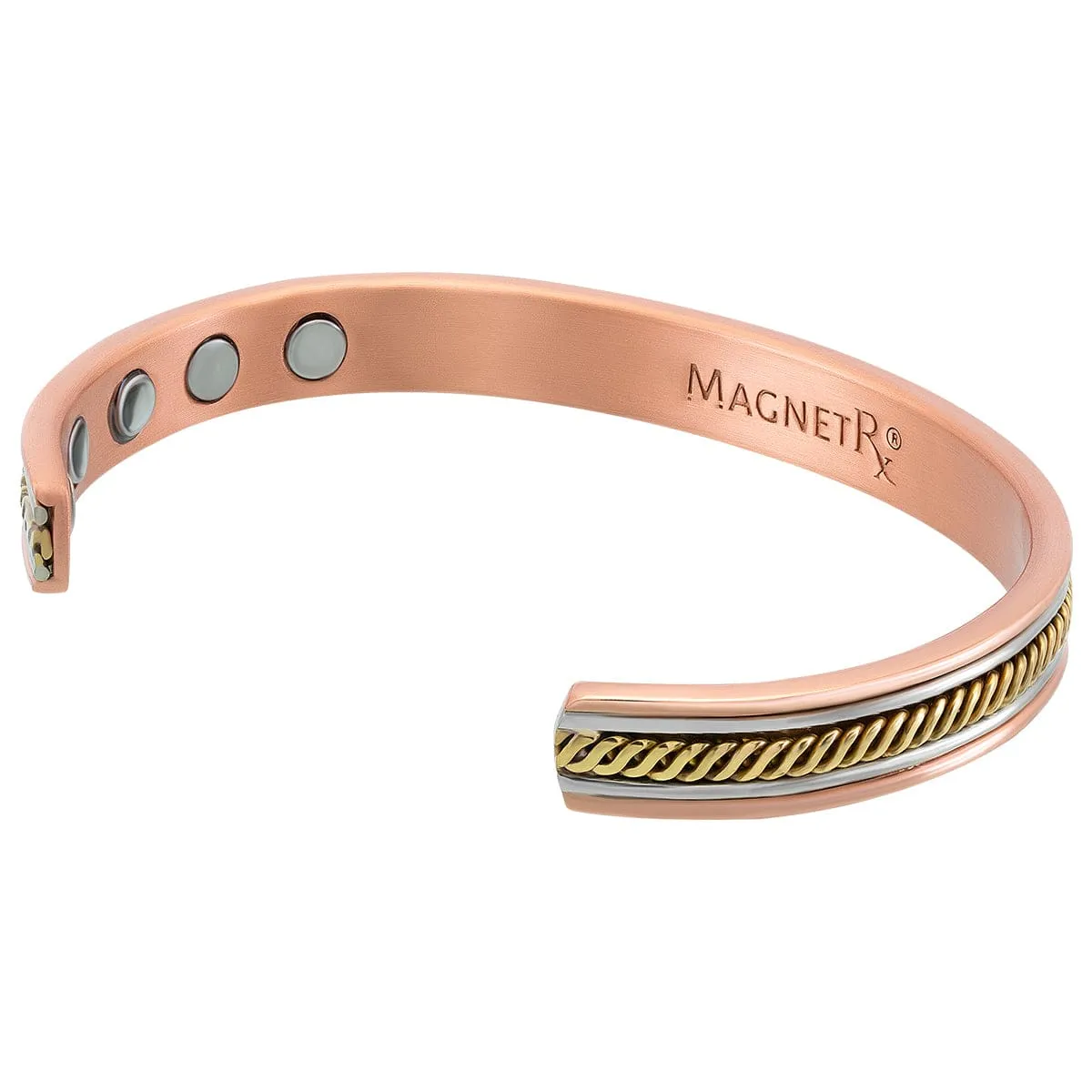 Women’s Twisted Inlay Copper Magnetic Therapy Bracelet Bangle