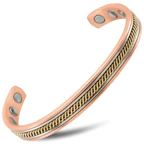 Women’s Twisted Inlay Copper Magnetic Therapy Bracelet Bangle